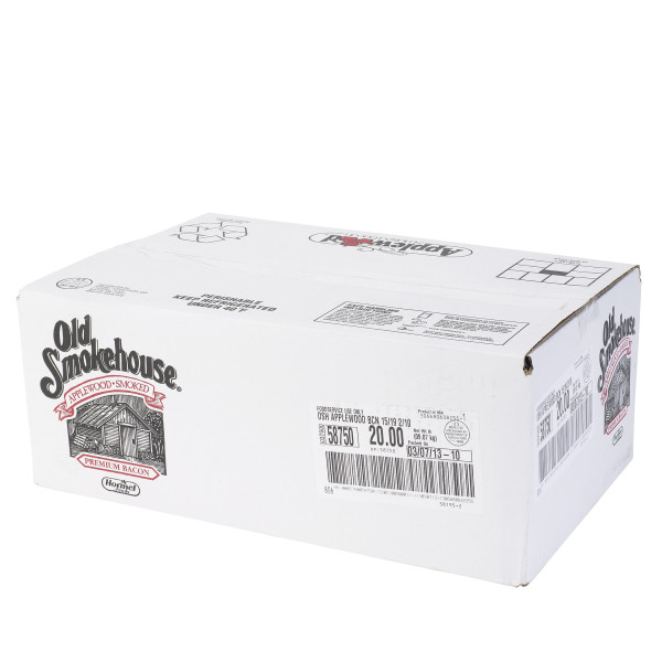 OLD SMOKEHOUSE(r) Bacon, Applewood, 15/19 slice, 2/10 lb . C1RA - Front Right Closed Case (Hi Res)