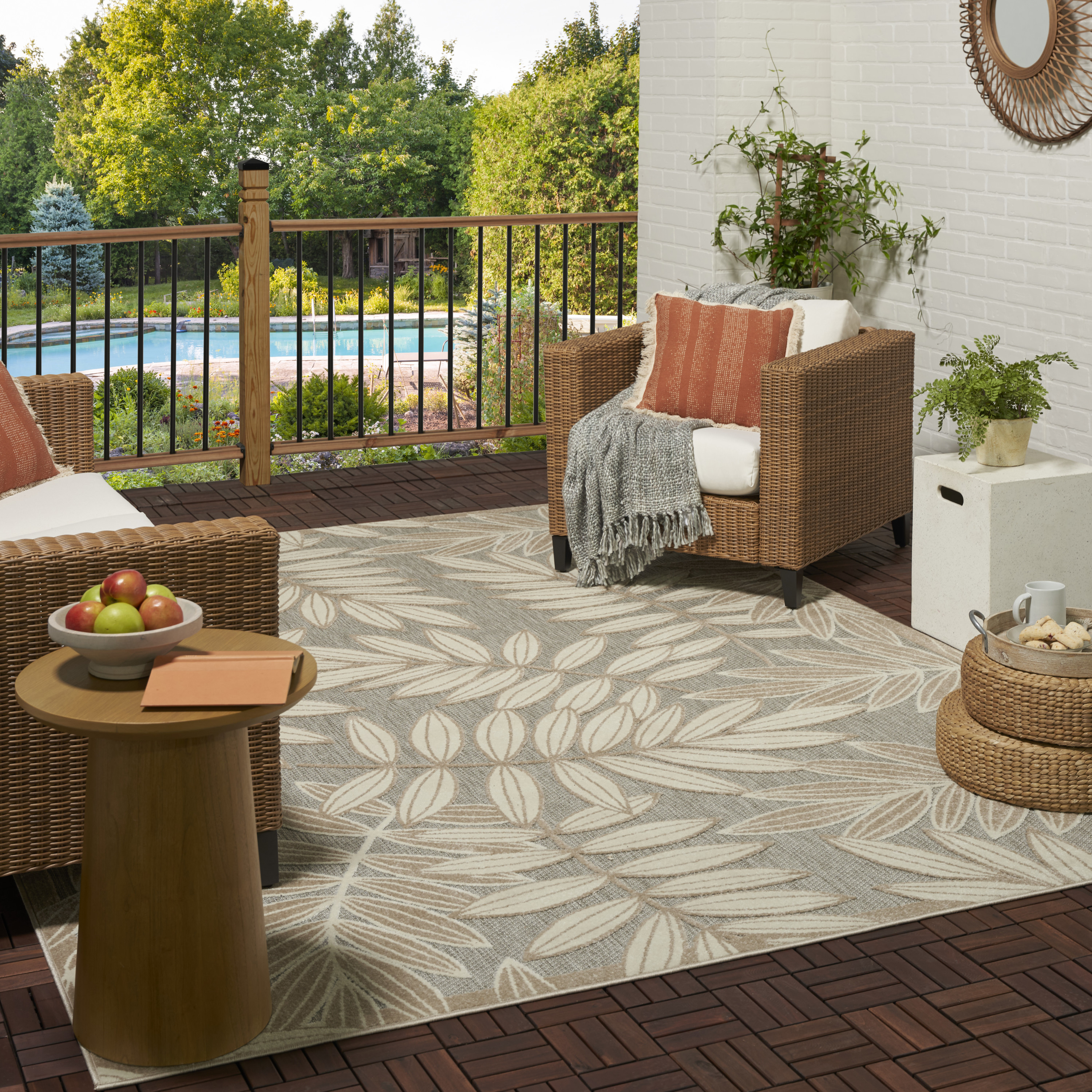 Nourison Aloha 7'10" x 10'6" Natural Tropical Rug