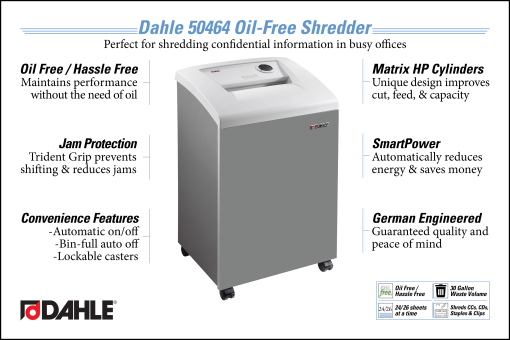 Dahle 50464 Oil Free Office Shredder InfoGraphic