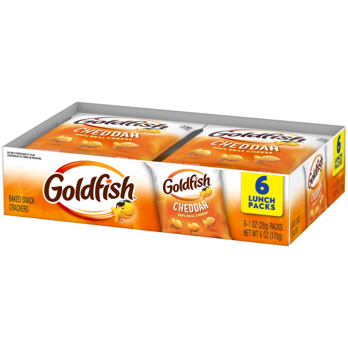 Goldfish® Cheddar Crackers, 6 count box, 1 oz, bag - Right Angle Image