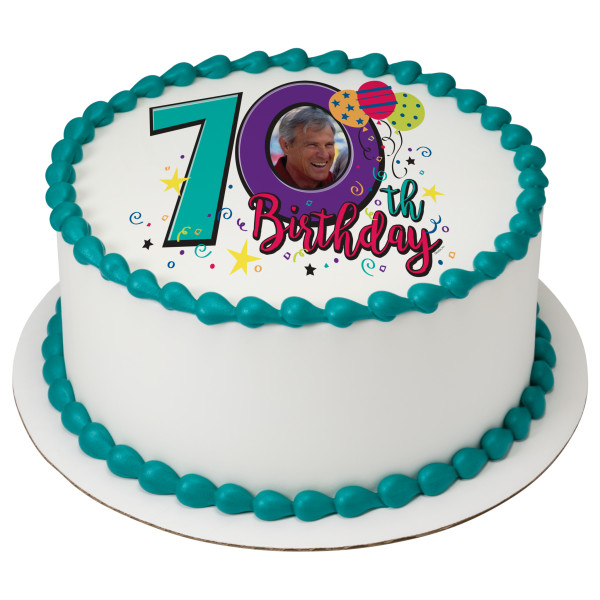 Happy 70th Birthday PhotoCake® Edible Image® Frame