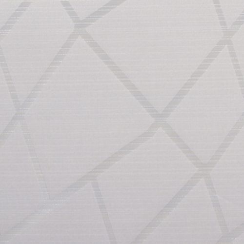 Pale gray fabric-like wallpaper with a faint diagonal lattice of slightly darker bands; covering a wall and providing a subtle textured pattern in a softly lit interior.