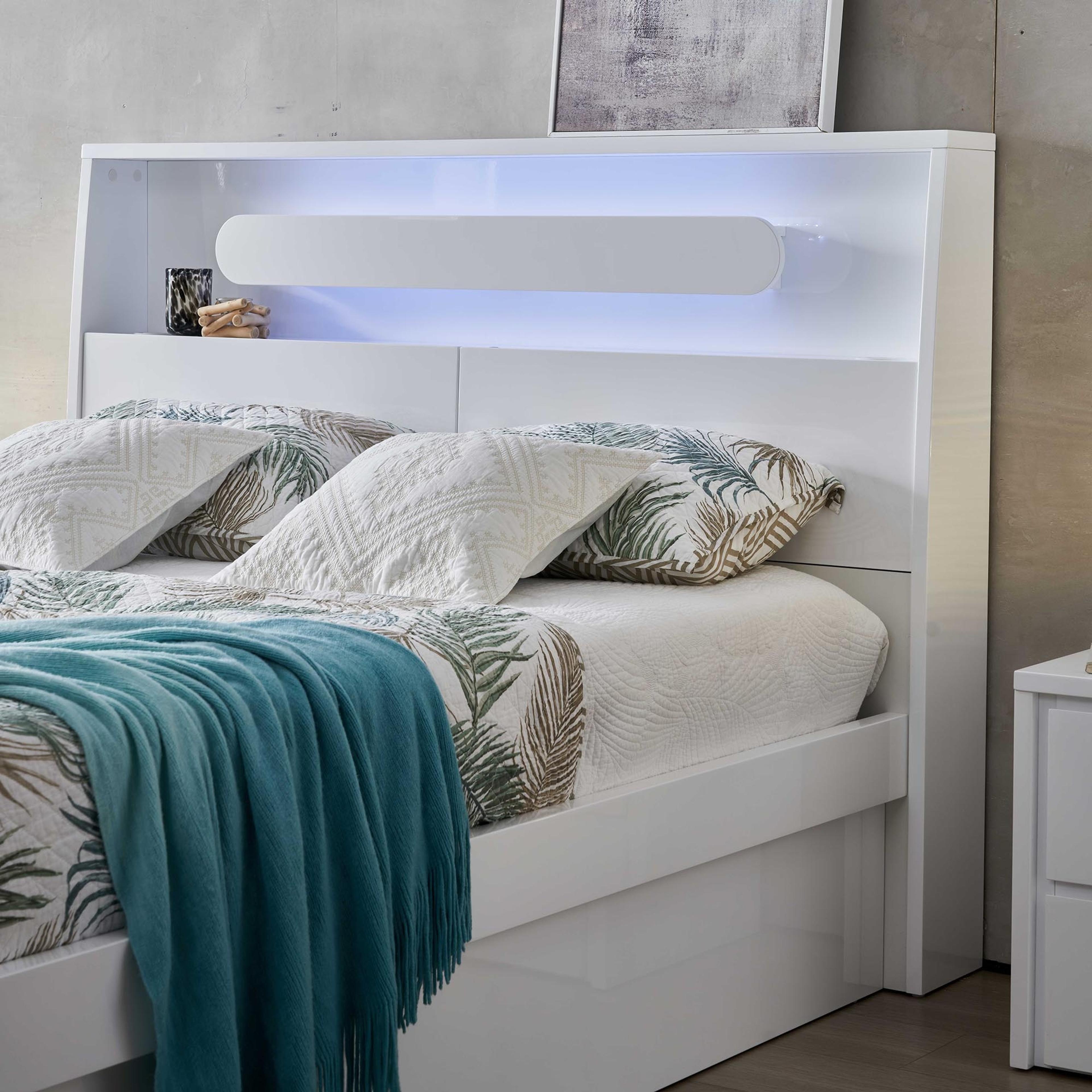 Product image of the  Nova Bed Frame, Side Board Lift & End Drawer Base, Gloss White from Forty Winks