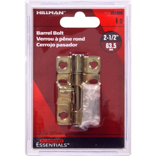 Hardware Essentials Barrel Bolt Zinc and Yellow Dichromate (21/2")