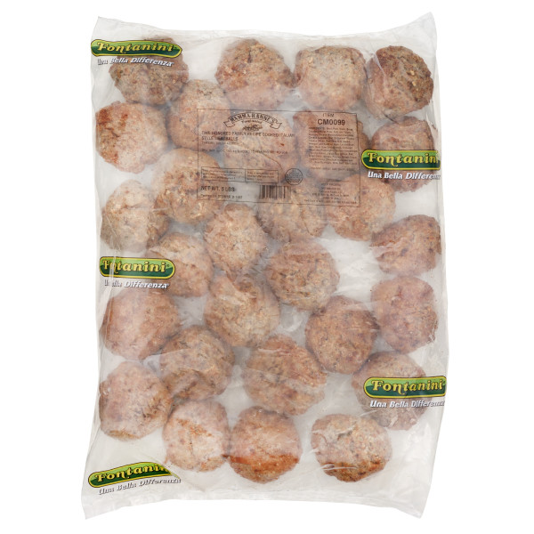 FONTANINI(r) MAMMA RANNE'S(r) Meatball, Cooked, 3 oz, 2/5lb . C1CB - Front Center Inner Pack (Hi Res)