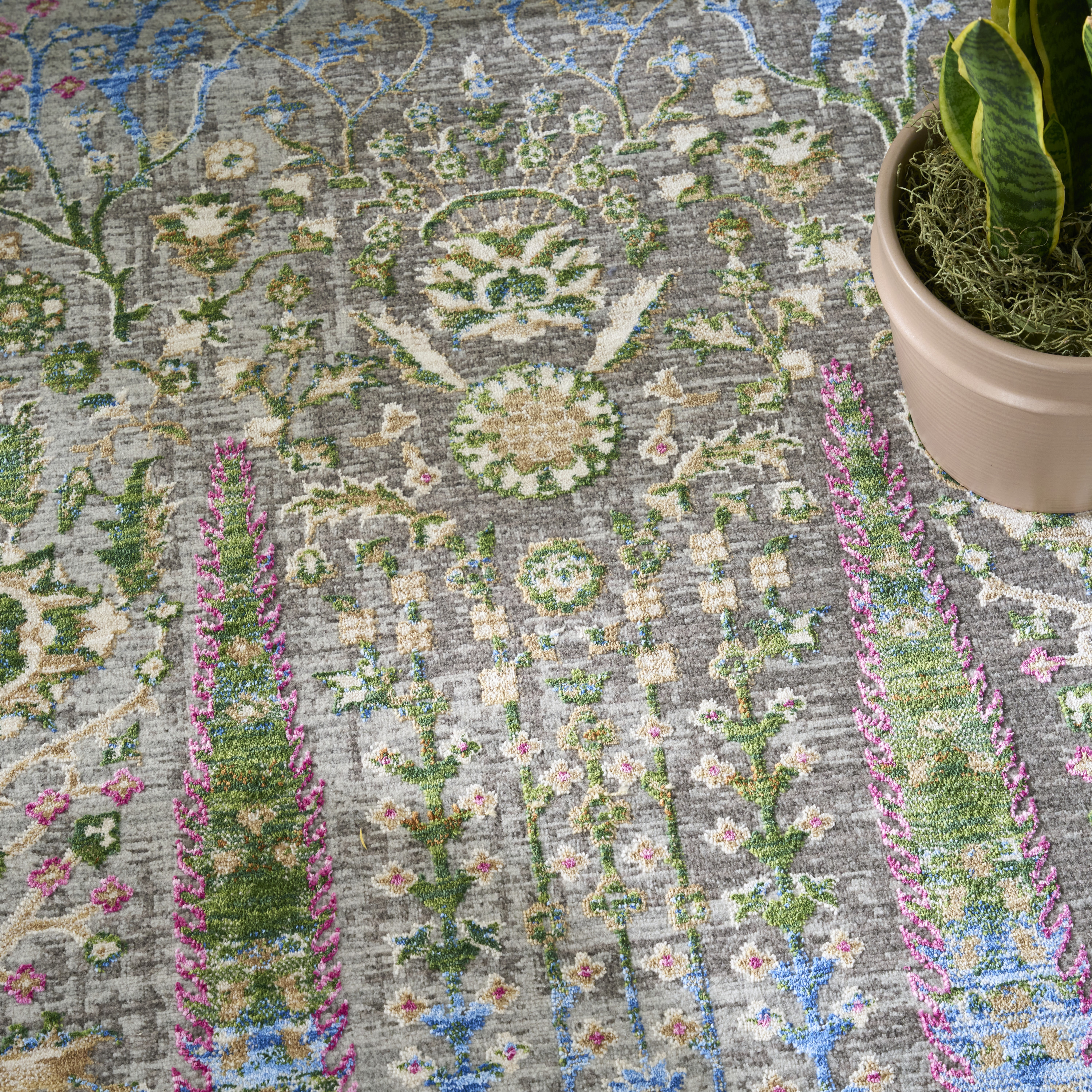 Nourison Vintage Harmony 7'10" x 9'10" Blue Multicolor Bohemian Indoor Rug