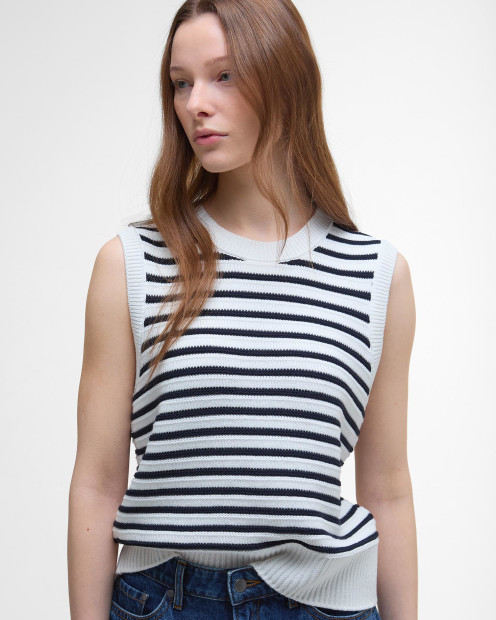 Emberly Striped Sweater Vest Cloud/Navy