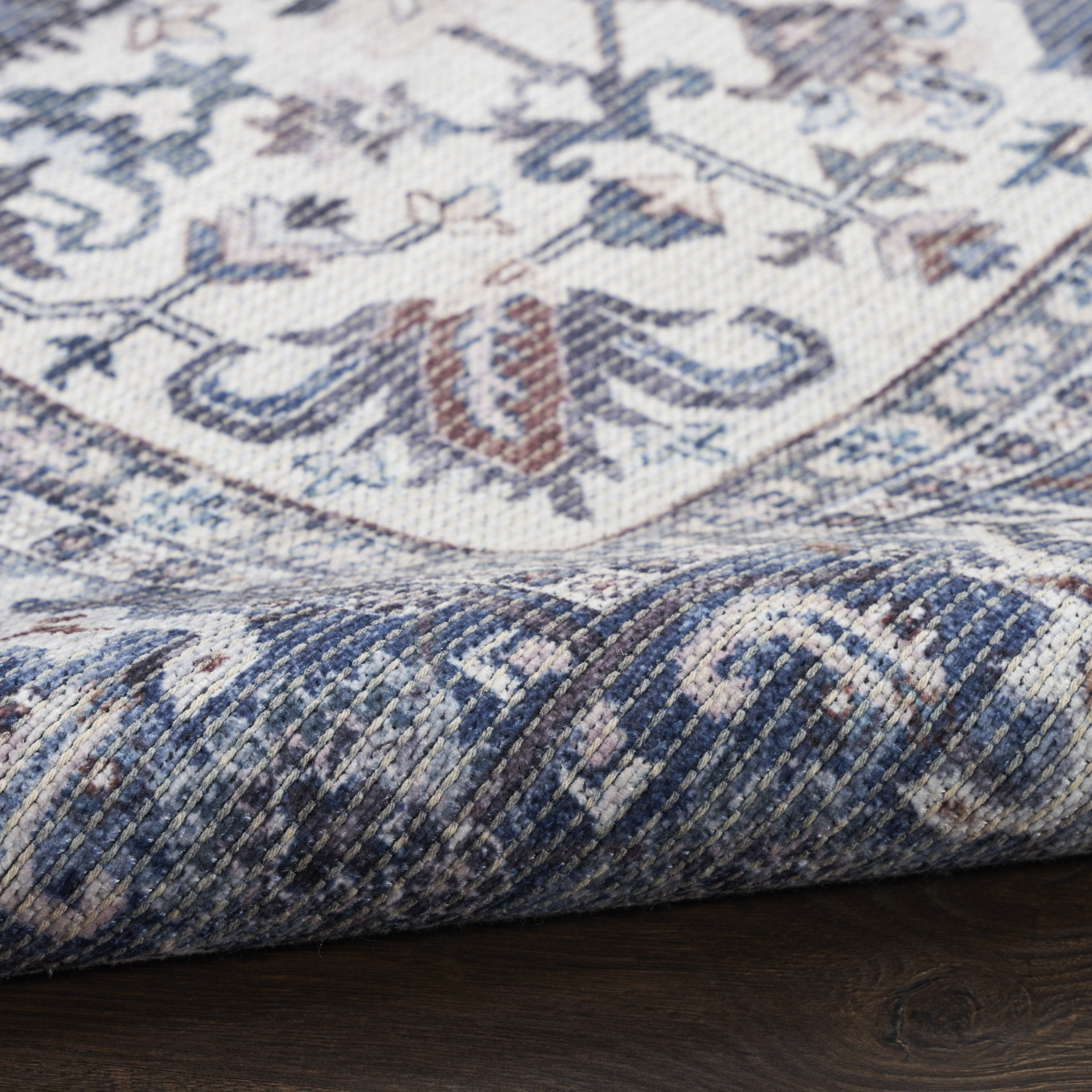 Nourison New Concept Washables 5'3" x 7'3" Navy Ivory Vintage Indoor Rug