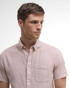 Fulbrook Tailored Short-Sleeved Striped Shirt Earth Pink