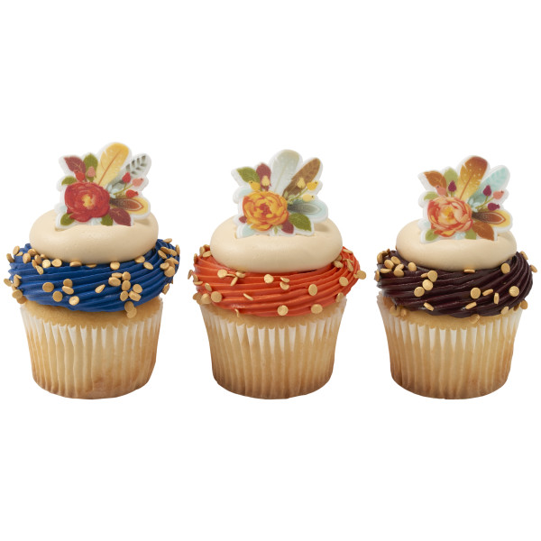 Flowers & Feathers Cupcake Rings