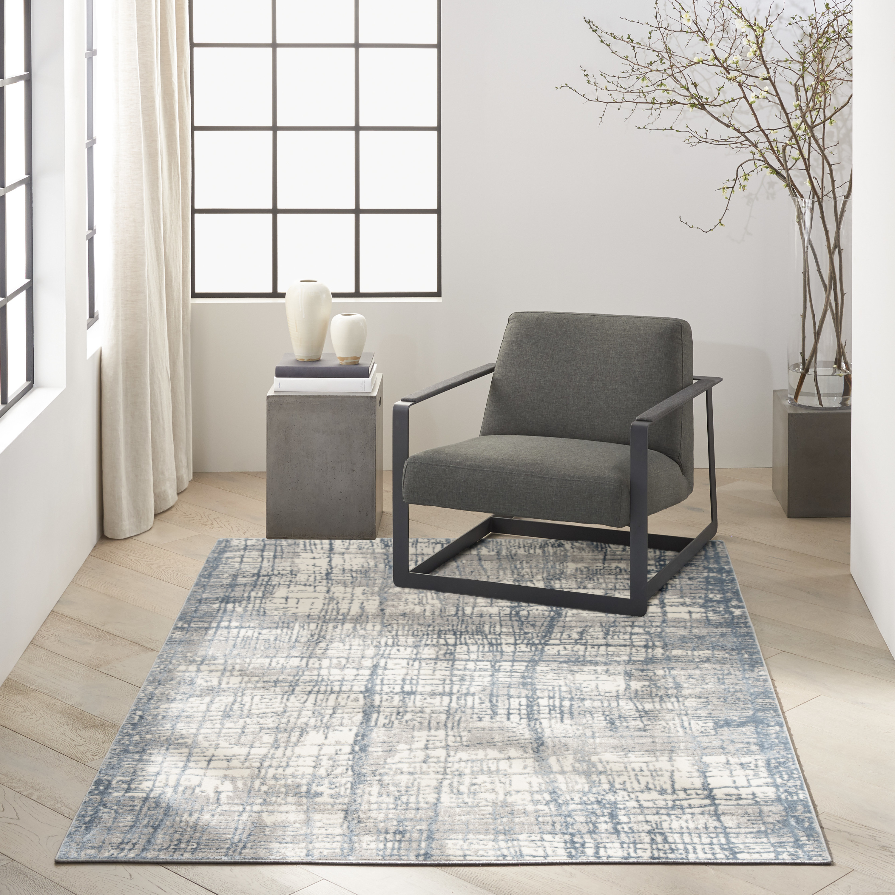 Calvin Klein CK950 Rush 5'3" x 7'3" Ivory Blue Modern Indoor Rug