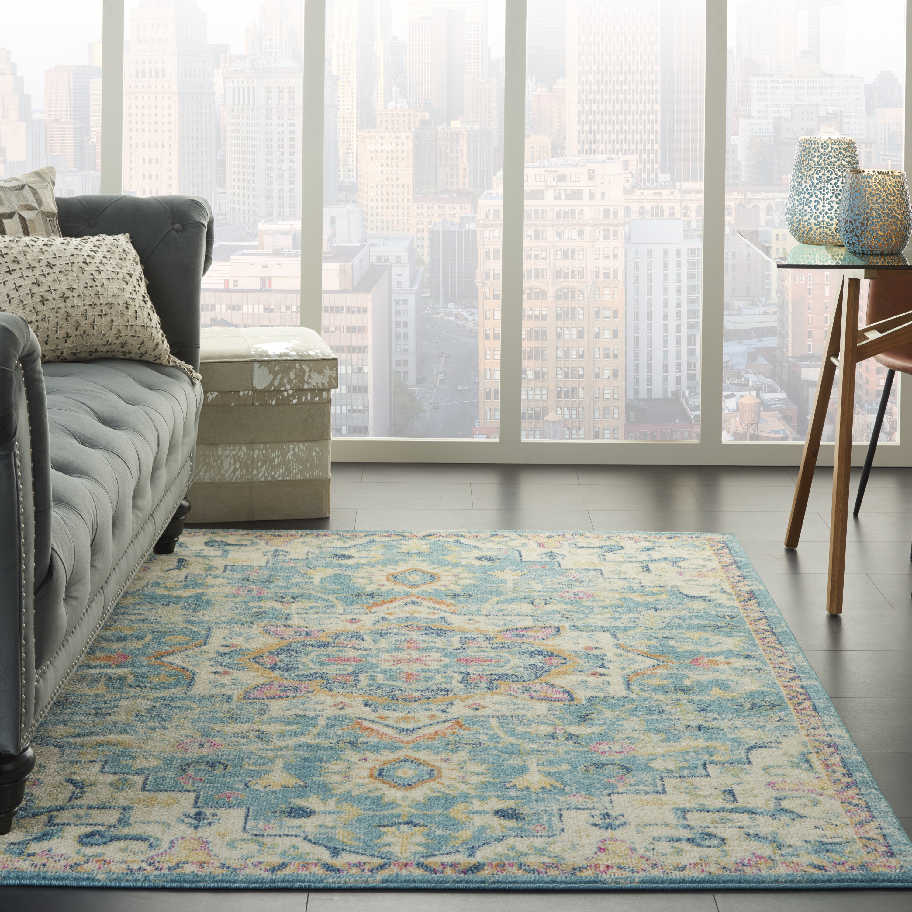 Nourison Passion 6'7" x 9'6" Ivory Light Blue Bohemian Indoor Rug