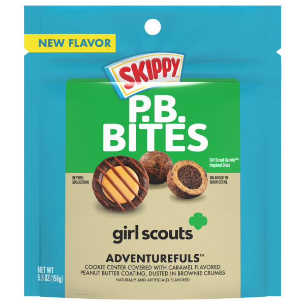 SKIPPY(r) P.B. Bites Adventurefuls, 5.5 oz. Pouch . C1N1 - Front No Plunge In Package (Hi Res)