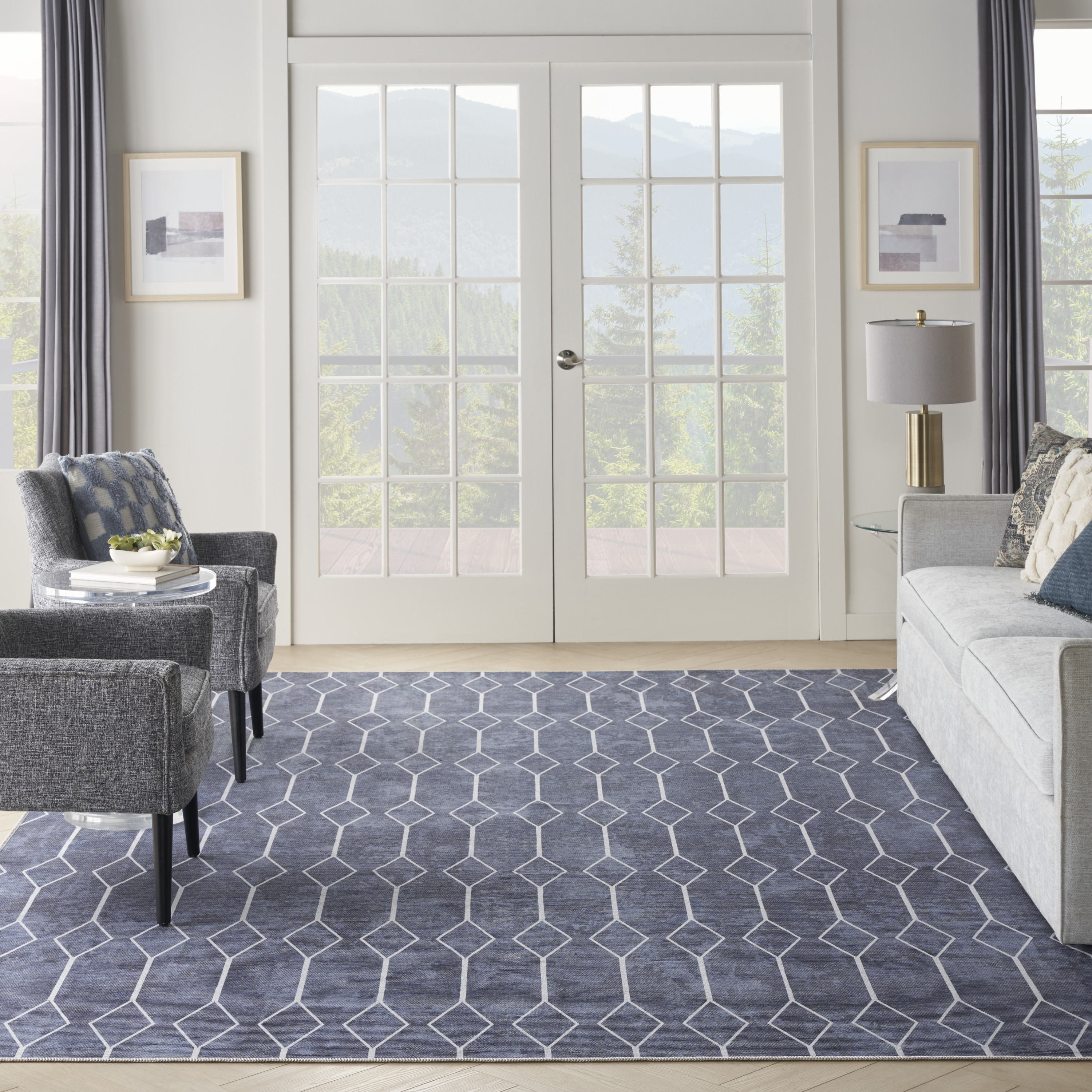 Nourison New Concept Washables 9'2" x 12' Navy Modern Indoor Rug