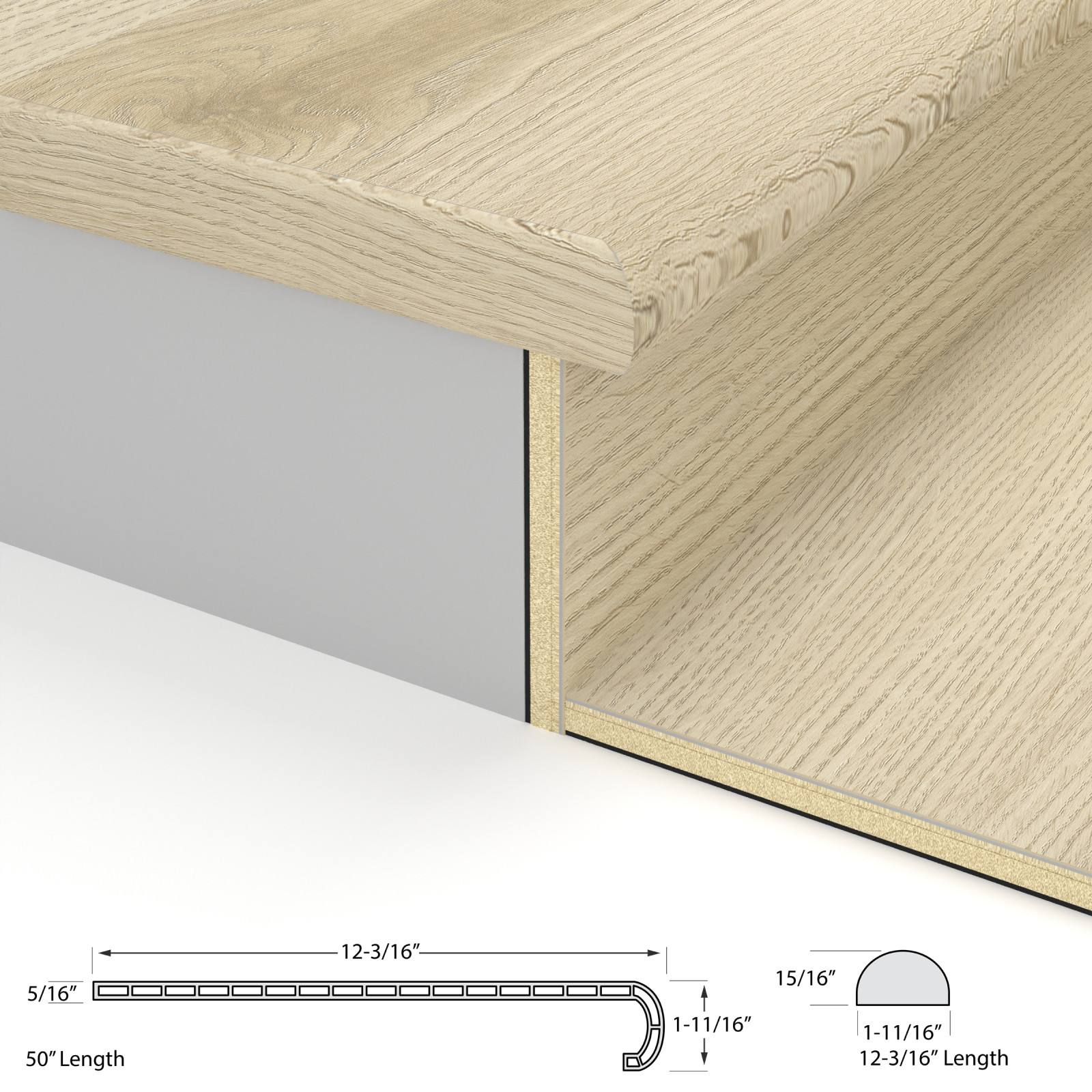 Sawdust Stroll Laguna Vinyl Stair Tread w/ Cap view 4