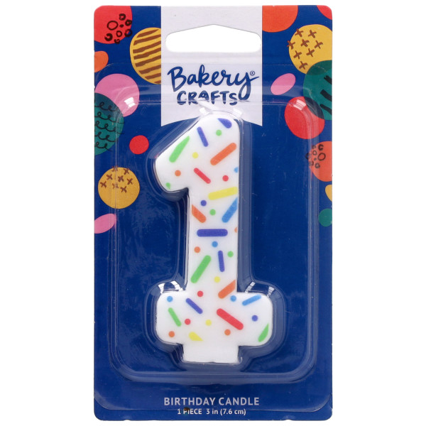 1 Rainbow Sprinkle Numeral Candles