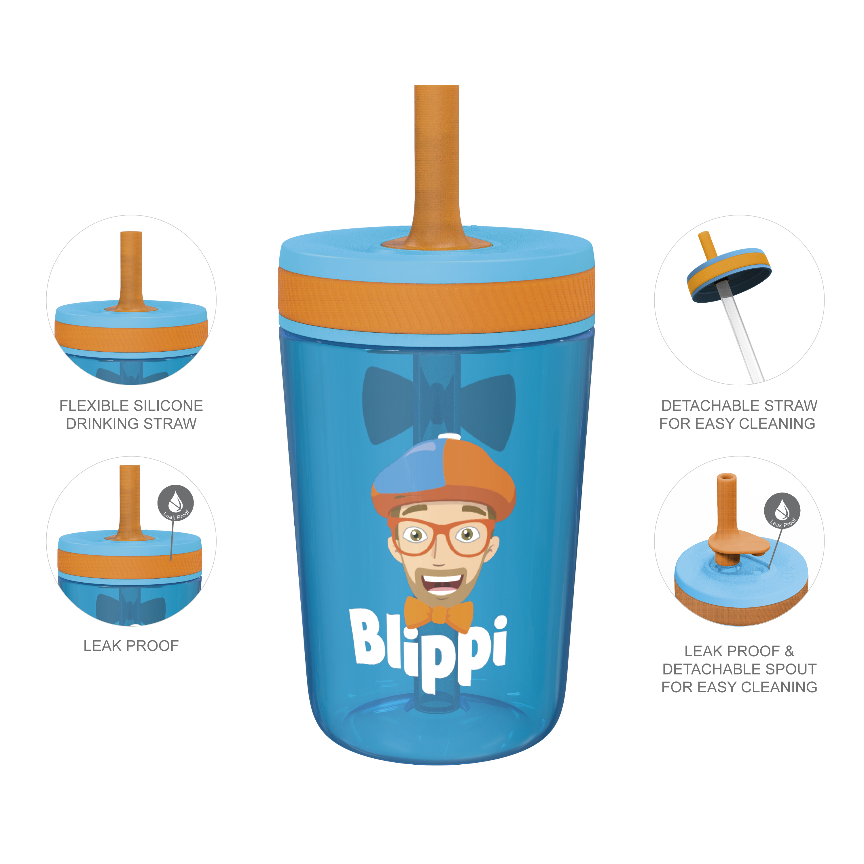 Blippi 15  ounce Plastic Tumbler with Lid and Straw, Blippi, 2-piece set slideshow image 8