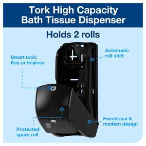 Tork, T26 Twin High Capacity,  Bath Tissue Dispenser, Black