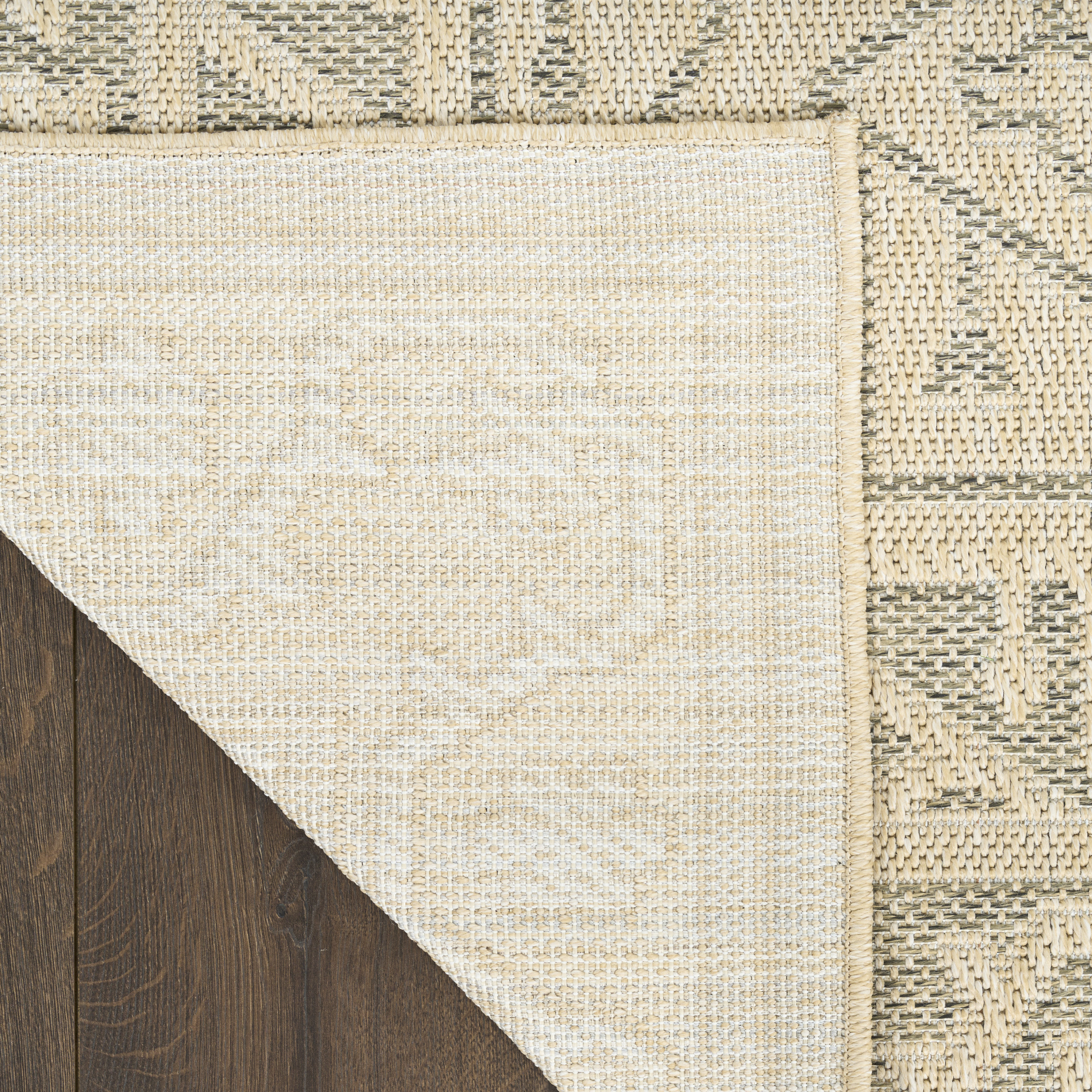 Nourison Tulum 2'2" x 10' Taupe Olive Outdoor Rug