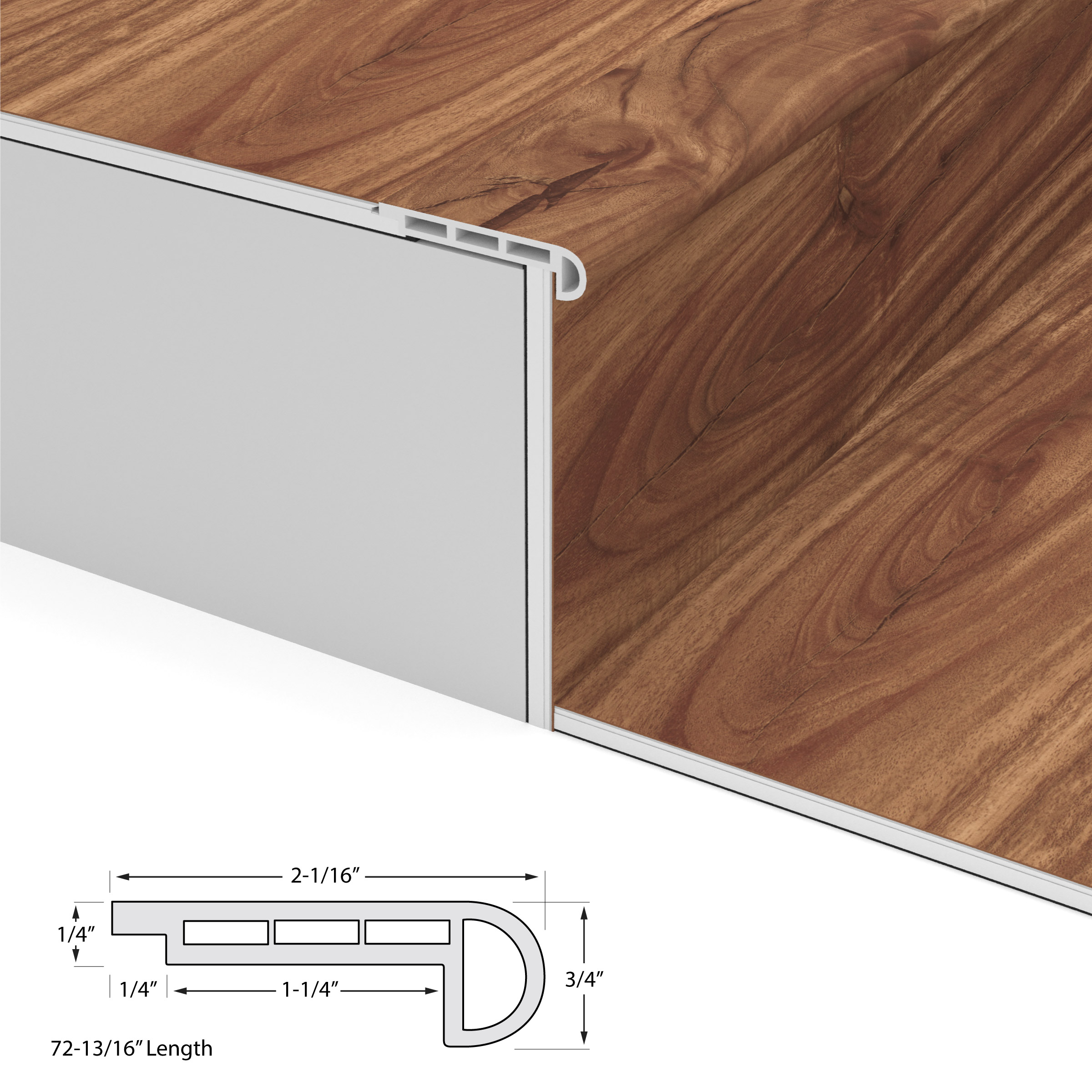 Classic Acacia Cali Vinyl Stair Nosing Flush Windansea view 4
