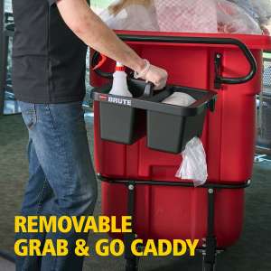 Rubbermaid Commercial, BRUTE, Ergonomic Rotomolded Tilt Truck Handle and Caddy, Black