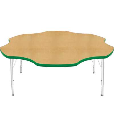Creative Colors® Activity Table, Daisy, 60" Diameter, Maple Top Color, Dustin Green Edge Color, Standard Leg Height, Platinum Si