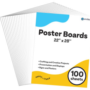 Poster Board, 22 x 28 in, White, 100 Pack