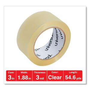UVS99000, Universal, Heavy-Duty Box Sealing Tape, 3" Core, 1.88" x 54.6 yds, Clear