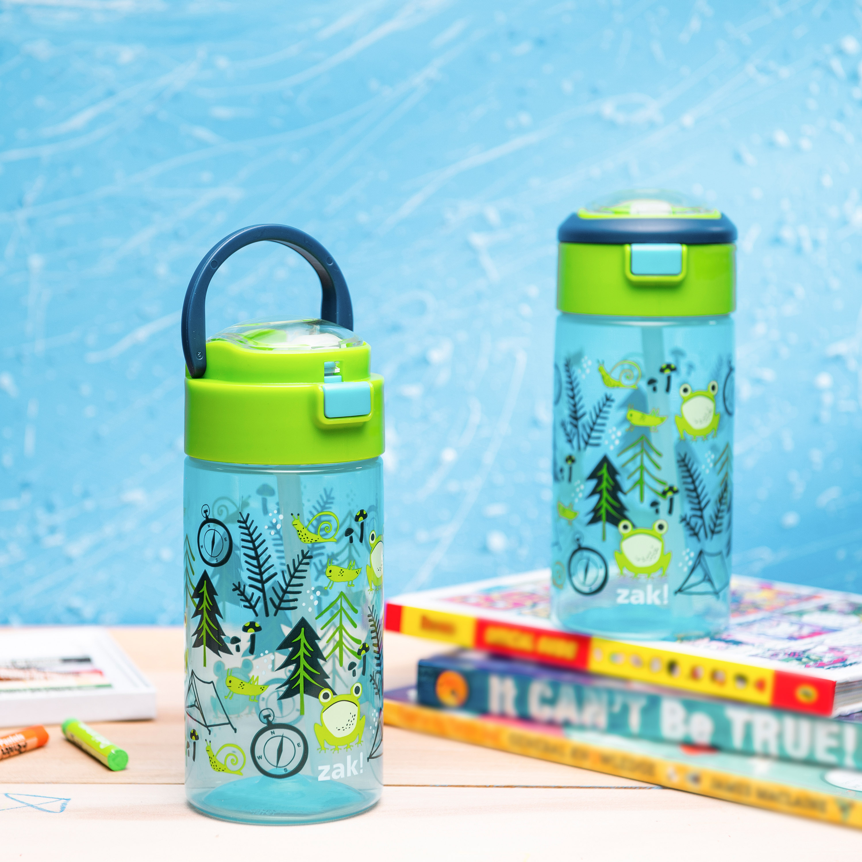 Flex 18 ounce Reusable Plastic Water Bottle with Push-button lid, Camping, 2-piece set slideshow image 6