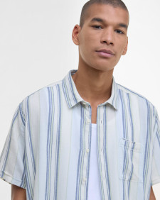 Westsand Striped Short-Sleeved Shirt Bleached Blue