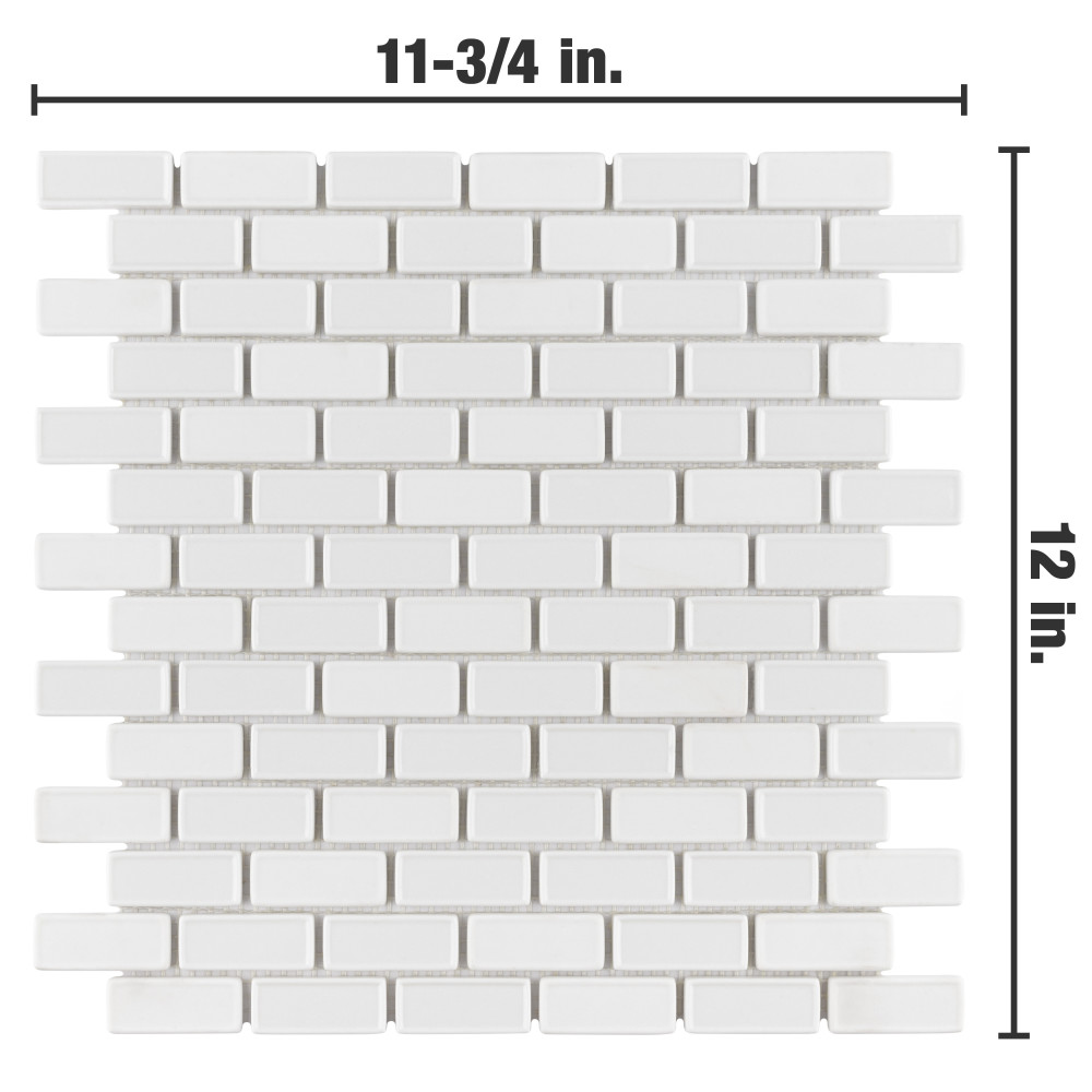 Expressions Recessed Subway White 11-3/4 in. x 12 in. Glass Mosaic Tile