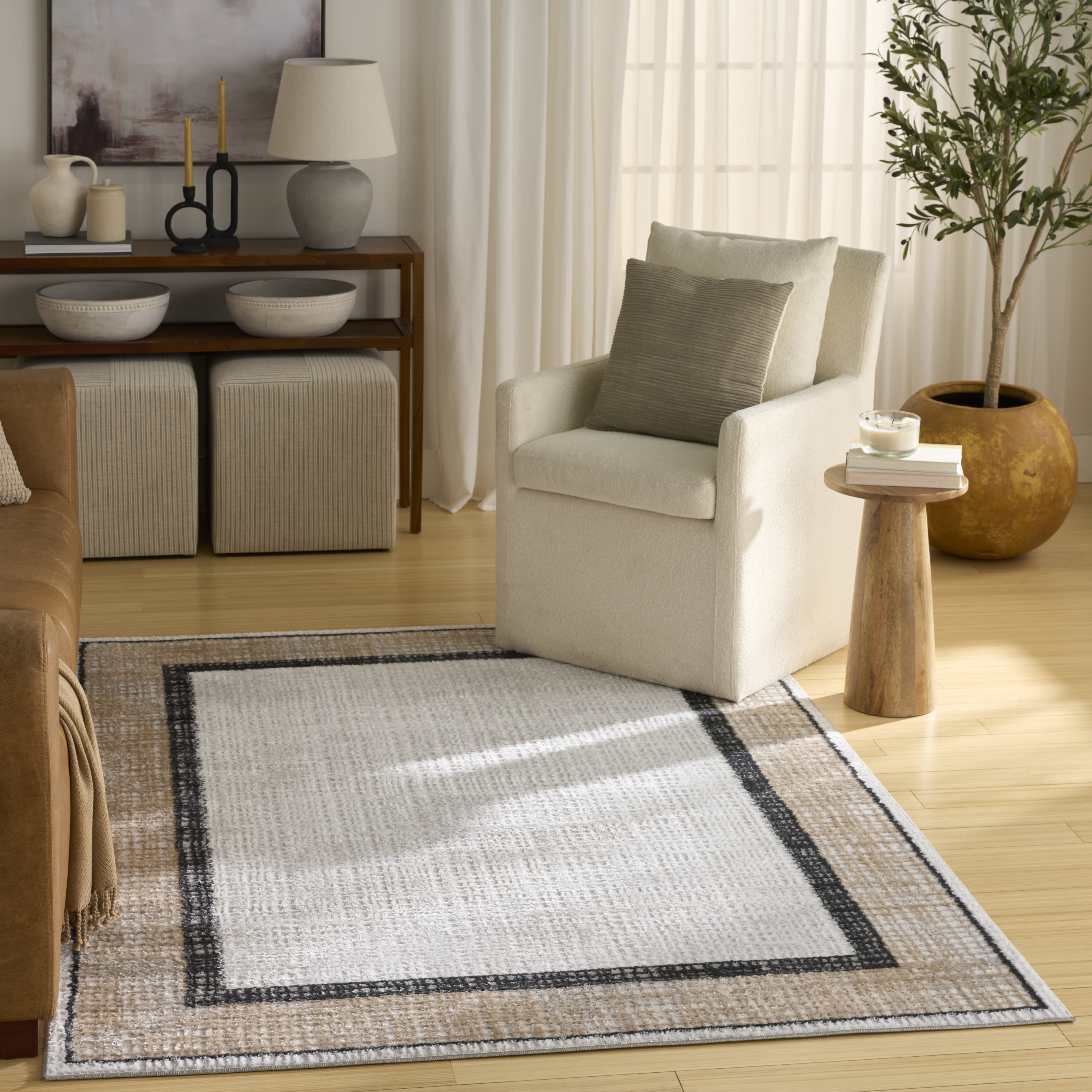Nourison Dekor 4' x 6' Grey Charcoal Modern Indoor Rug