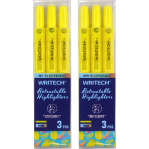 Retractable Highlighters, Neon Yellow, 2 Packs