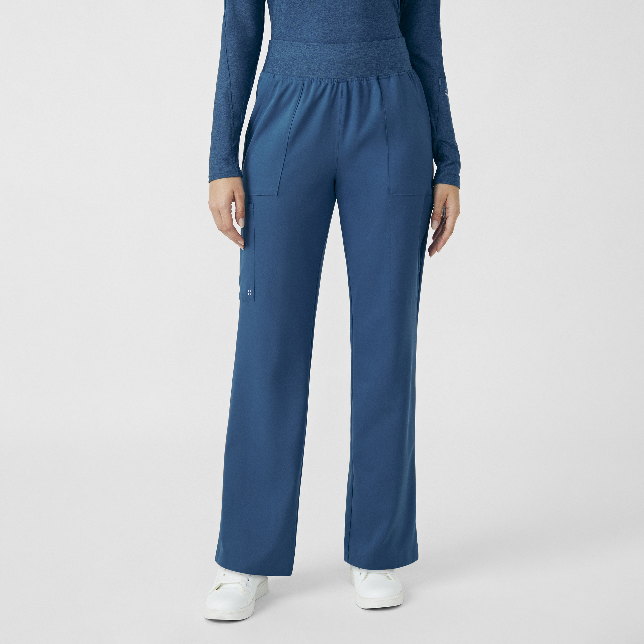 White Cross VIBE WB421 Women‘s Moisture Wicking 6 Pocket Straight Leg Cargo Scrub Pants with Knit Waist and Internal Drawcord-White Cross