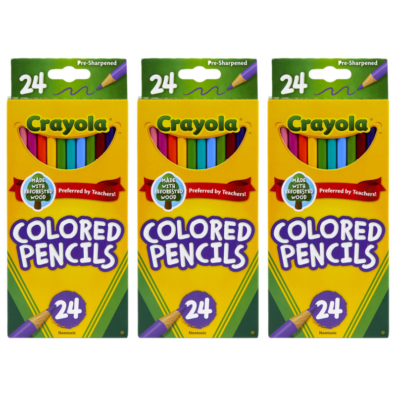 Colored Pencils, 24 Per Box, 3 Boxes