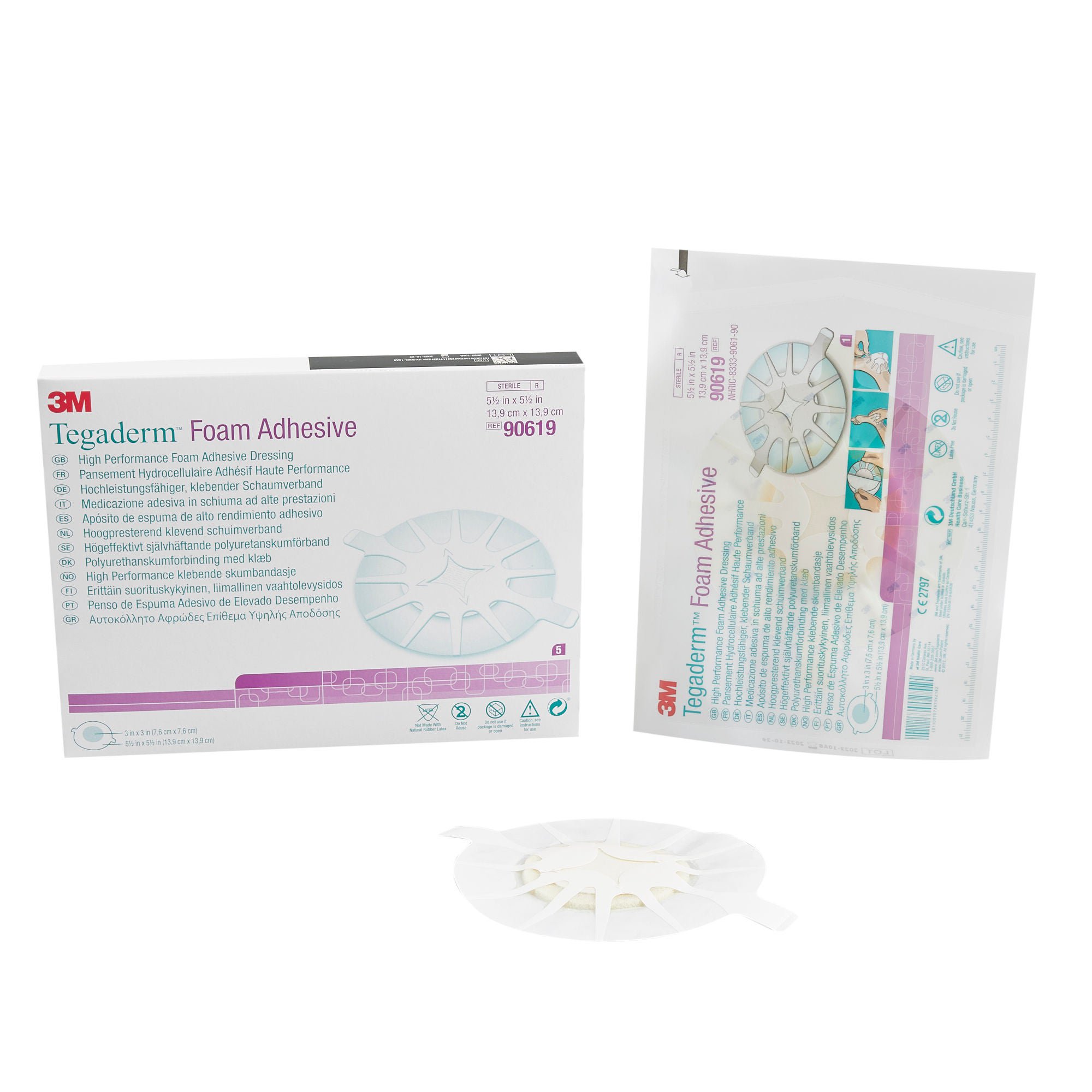 3M™ Tegaderm™ High Performance Adhesive w/ Border Foam Dressing, 13.9 x 13.9 cm