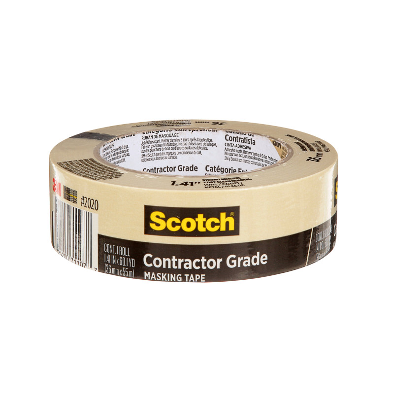 Contractor Grade Masking Tape, 1.41 in x 60.1 yd (36mm x 55m), 1 Roll