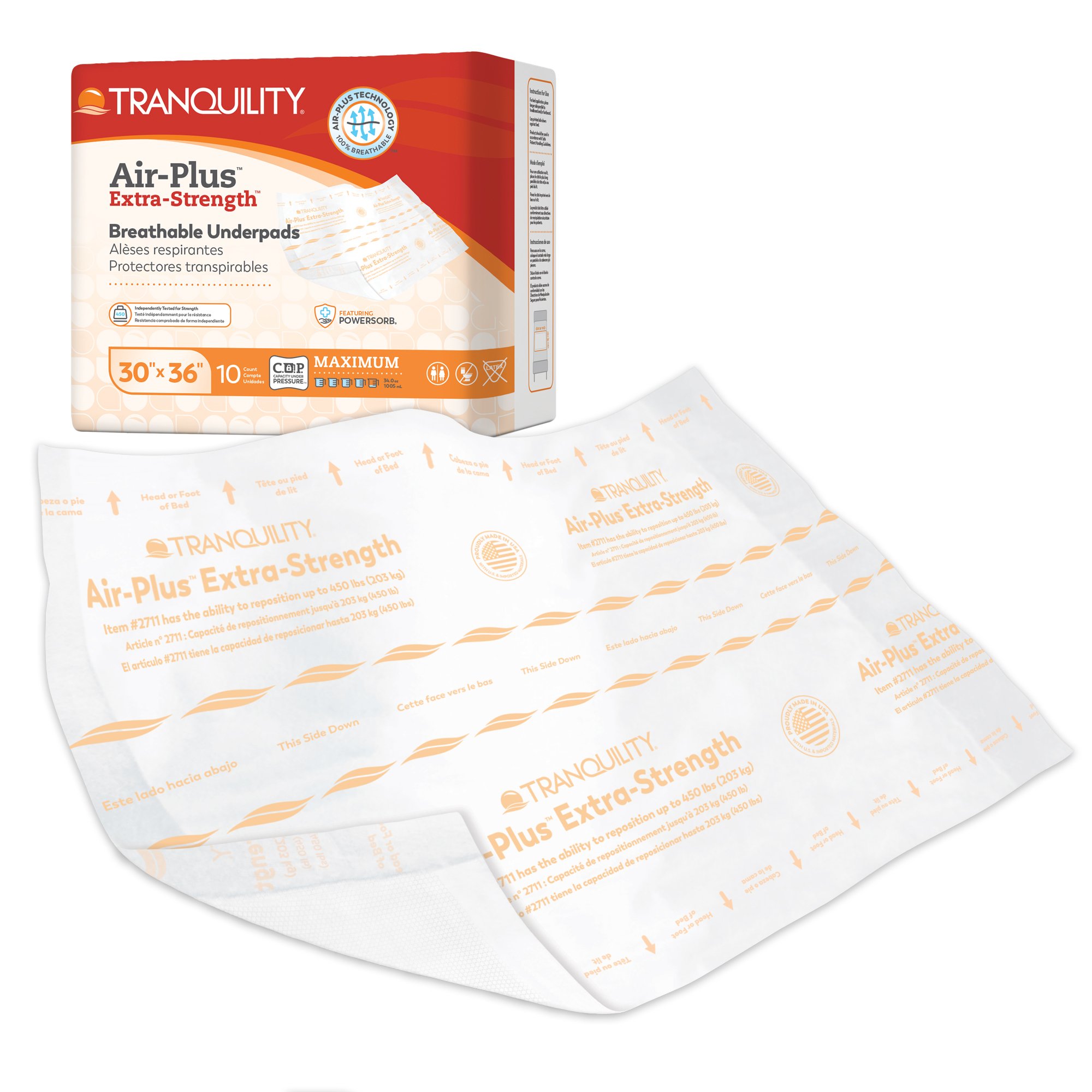 Tranquility® AIR-Plus Extra-Strength Positioning Underpad, 30 x 36 Inch