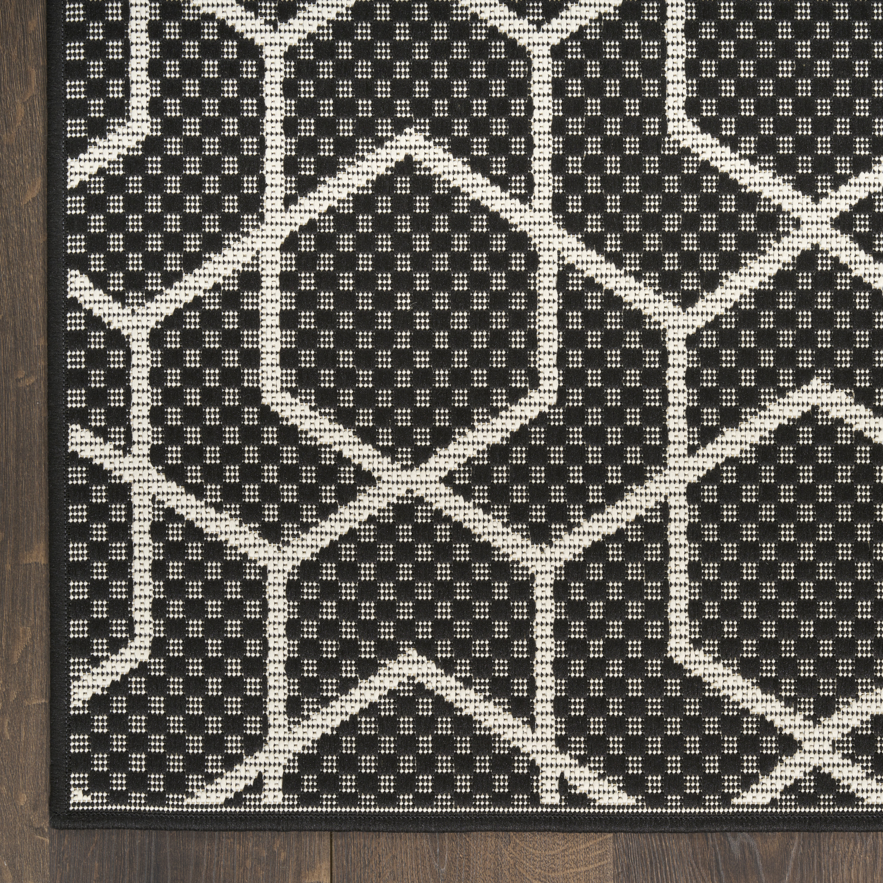 Nourison Horizon Indoor/Outdoor 4' x 6' Black Modern Rug
