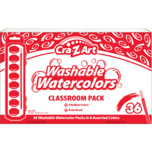 Washable Watercolors Classroom Pack, 8 Colors, 36 Count