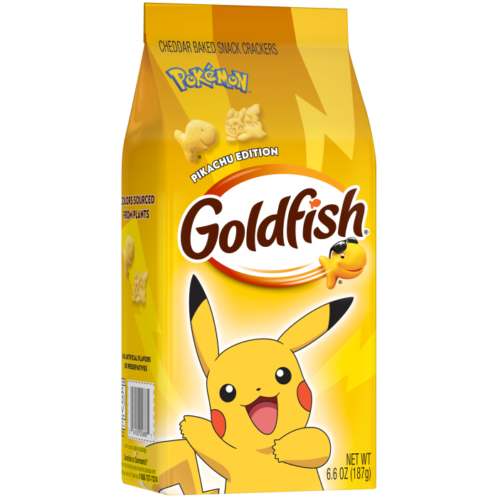 Goldfish® Pokémon Pikachu Cheddar Cheese Baked Snack Crackers, 6.6 oz, bag - Left Angle Image