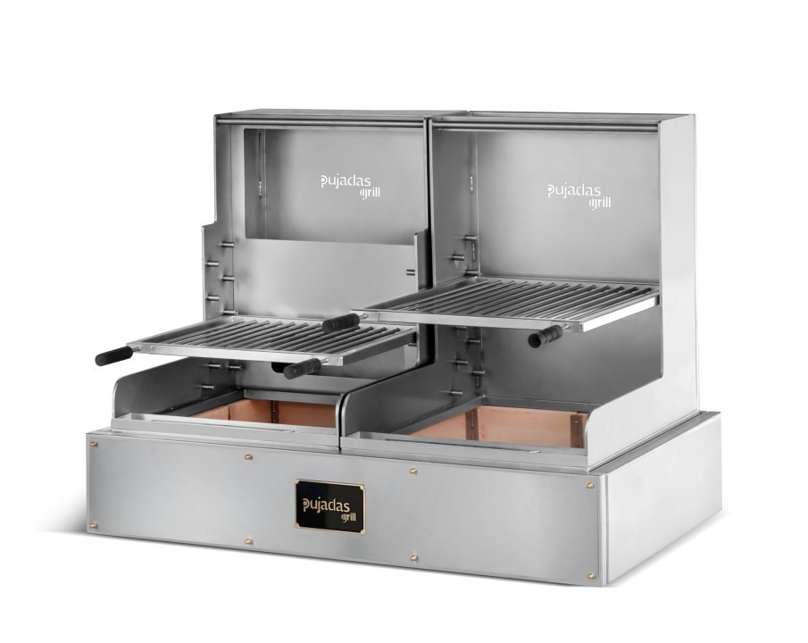 Countertop Open Grill Lite Stainless Steel with rod bar grill and 2 fire baskets