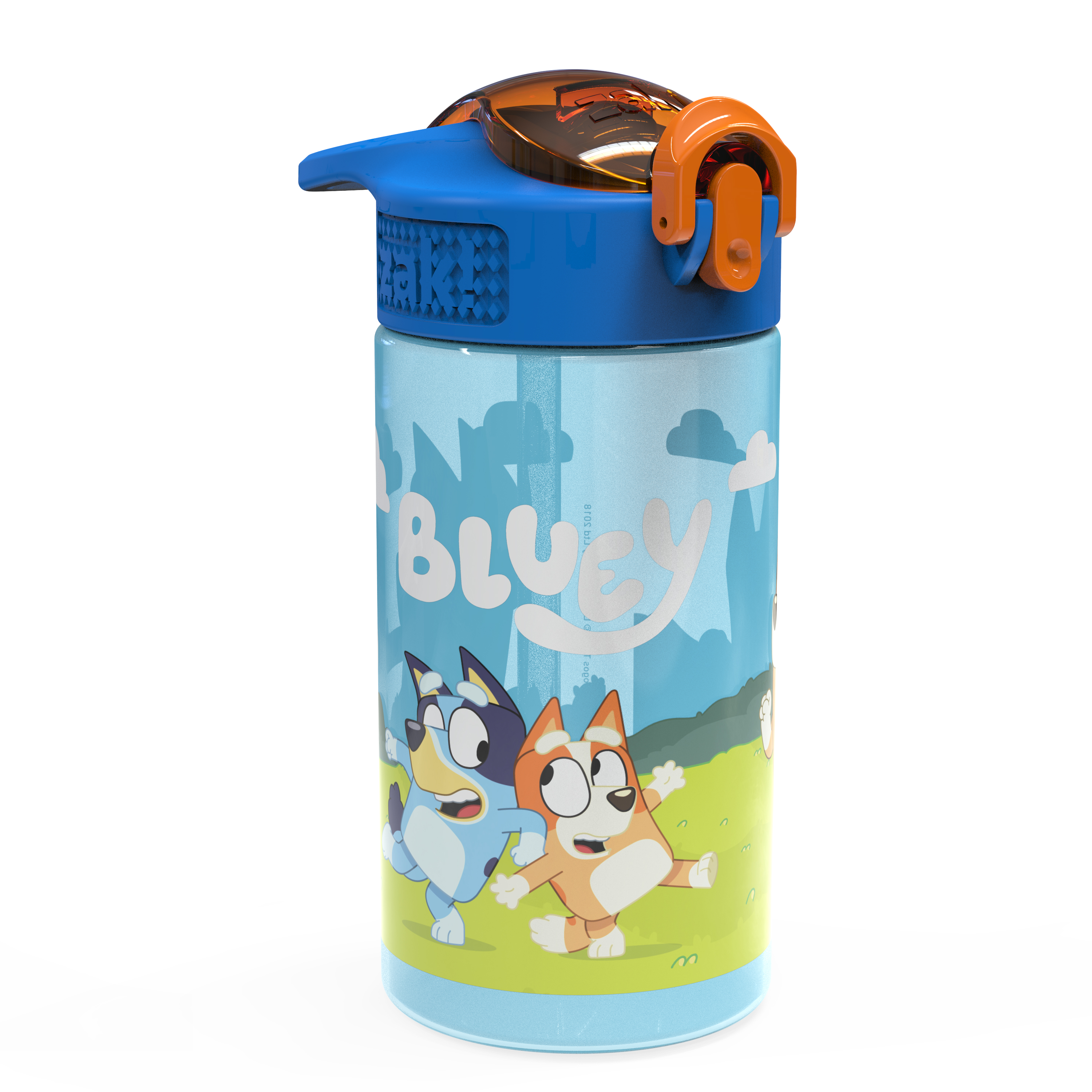 Bluey 16 ounce Reusable Plastic Water Bottle with Straw, Bandit, Bluey, and Bingo, 2-piece set slideshow image 3 Bluey 16 ounce Reusable Plastic Water Bottle with Straw, Bandit, Bluey, and Bingo, 2-piece set slideshow image 3