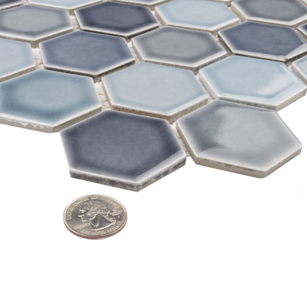 Sample – Hudson Due 2″ Hex Stillwater Porcelain Mosaic Tile