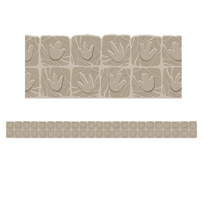 Dino Quest Stone Tracks Extra Wide Classroom Border Trim, 12 Strips