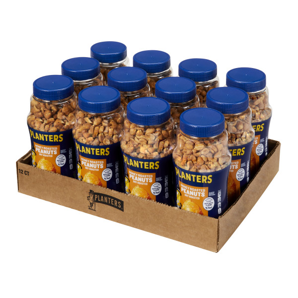 PLANTERS(r) Dry Roast Honey Roasted Peanuts 12/16oz . C1RM - Front Right Open Case (Hi Res)