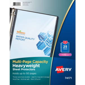 Clear Heavyweight Multi-Page Capacity Sheet Protectors, Holds 8-1/2" x 11" Sheets, Top Load, Pack of 25