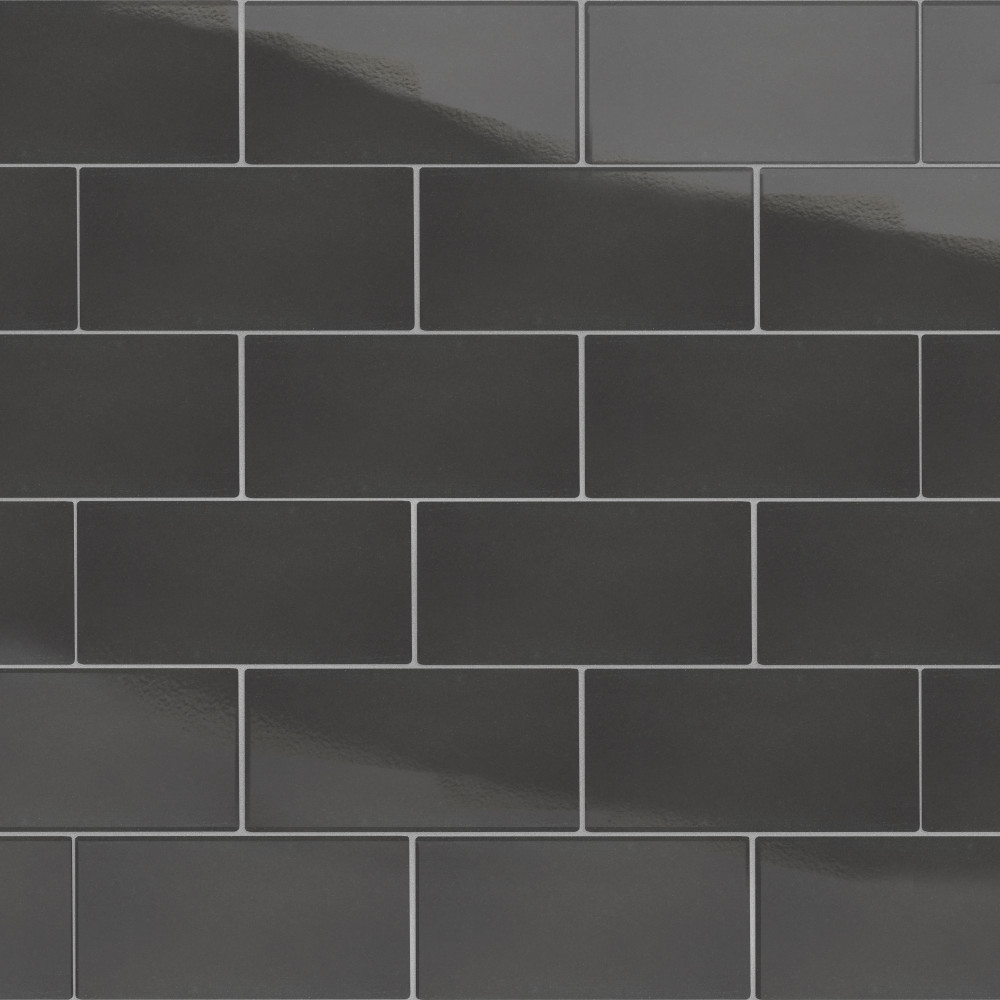 Piscina Glossy Black with BioTech 9-5/8 in. x 19-1/2 in. Porcelain Floor and Wall Tile
