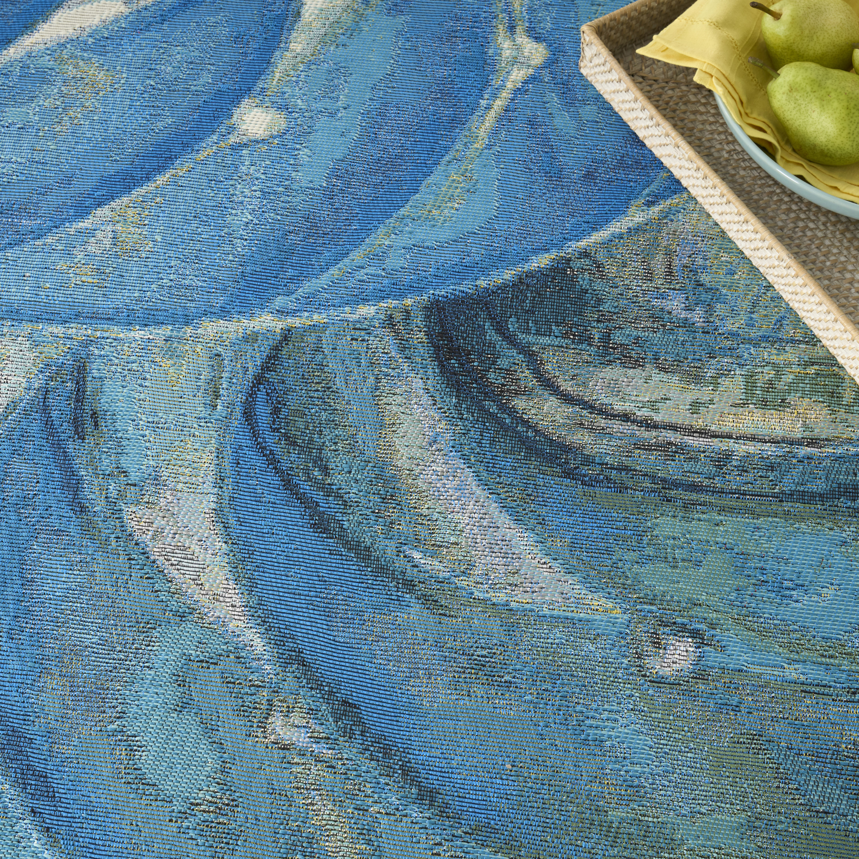 Nourison Color Splash 5'3" x 7'3" Blue Ivory Coastal, Nautical & Beach Rug