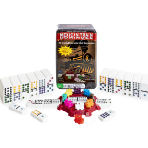 Mexican Train Dominoes Set in Tin